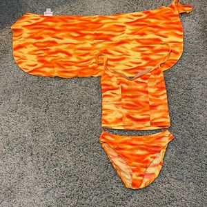 Carabella tankini and matching sarong, marigold colors